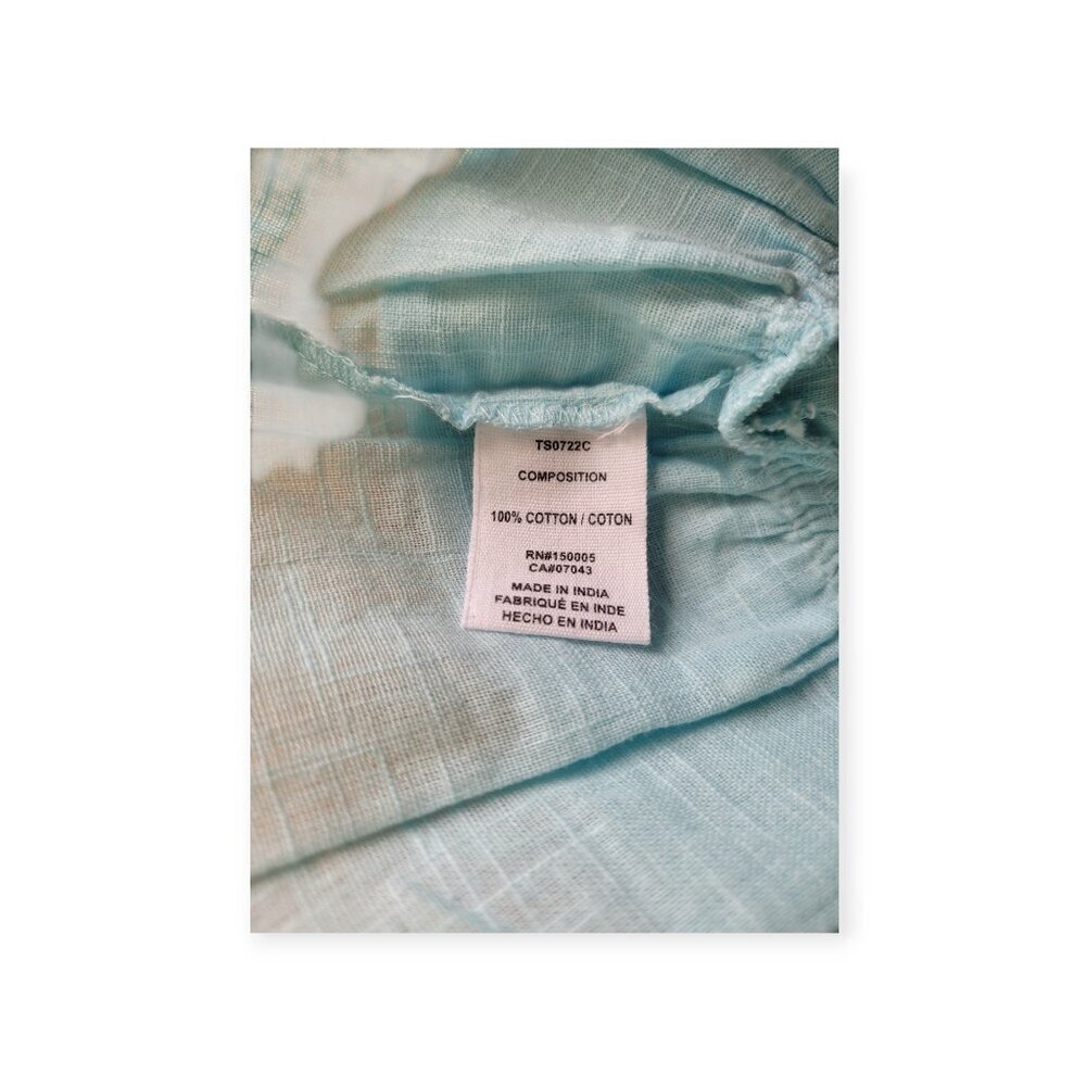 Anthropologie DRA Icy Blue Cotton Tassel Blouse Small Lightweight Summer Top - Picture 6 of 7